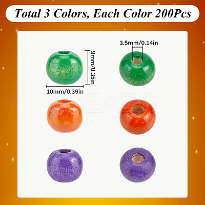 600Pcs 3 Colors Dyed Natural Wood Beads WOOD-SC0001-82A-1