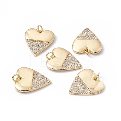 Rack Plating Brass Micro Pave Clear Cubic Zirconia Pendants X-ZIRC-C040-18G-1