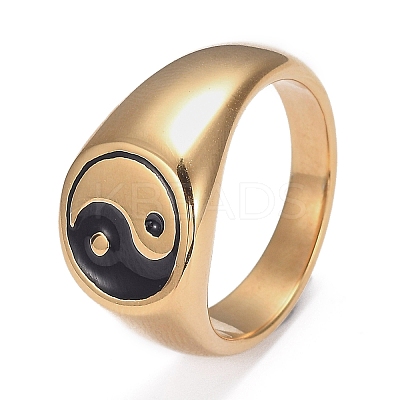 Ion Plating(IP) 304 Stainless Steel Finger Rings LS-STAS-H101-01G-7-1