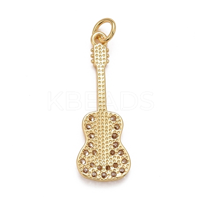 Rack Plating Brass Clear Cubic Zirconia Pendants KK-M229-42G-1