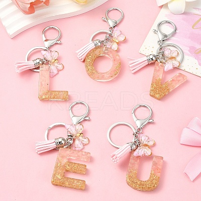 Resin & Acrylic & Faux Suede Tassel Keychain KEYC-YW00123-01-1
