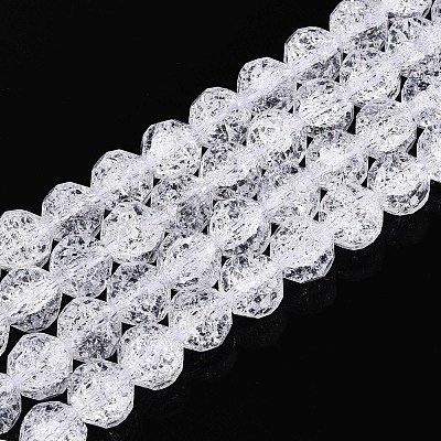 Transparent Crackle Glass Beads Strands GLAA-N053-10mm-11-1
