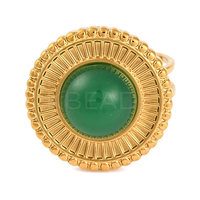 Flat Round Natural Mixed Stone Finger Rings RJEW-Q822-02G-1