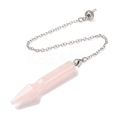 Natural Rose Quartz Pointed Dowsing Pendulums G-Q184-04C-P-1