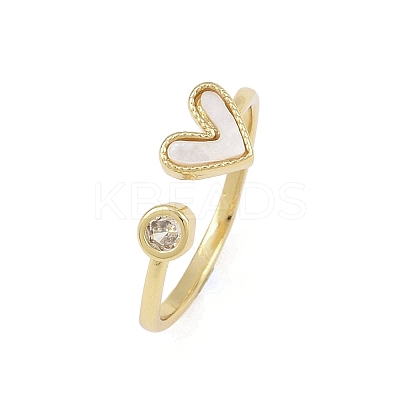 Brass Micro Pave Cubic Zirconia Open Cuff Rings for Women LS-RJEW-K308-02B-G-1
