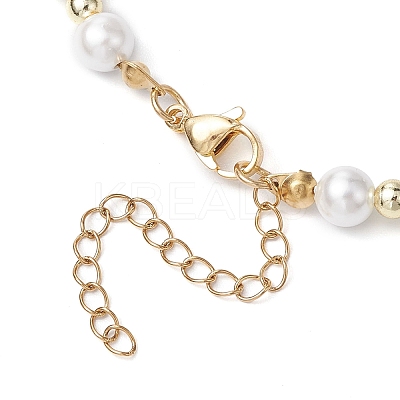 Glass & Shell Pearl &  Synthetic Non-magnetic Hematite Beaded Necklaces NJEW-JN04976-1