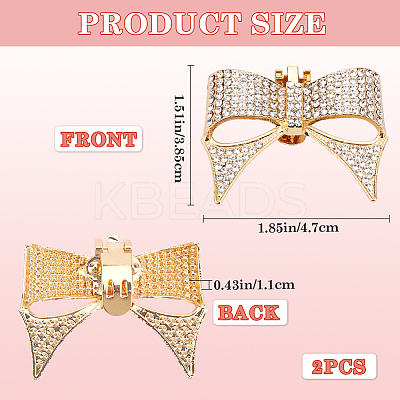 2Pcs Bowknot Alloy Rhinestone Shoe Decorations FIND-CP0002-30B-1