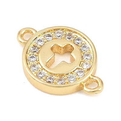 Brass Pave Clear Cubic Zirconia Donut Links Connector Charms KK-L251-09G-01-1
