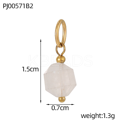 Natural Rose Quartz & Quartz Crystal & Picture Jasper Faceted Bicone Charms G-OY009-87G-1