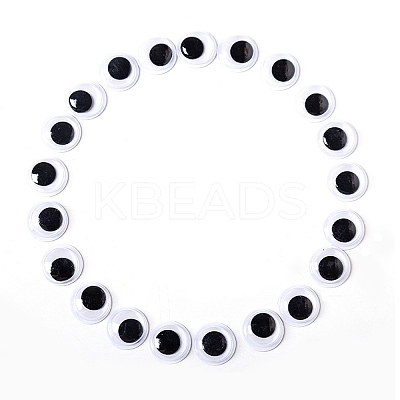 Black & White Plastic Wiggle Googly Eyes Cabochons DOLL-PW0001-077D-1