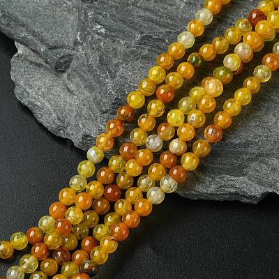 Dyed Natural Dragon Veins Agate Beads Strands G-C068-6mm-15-1