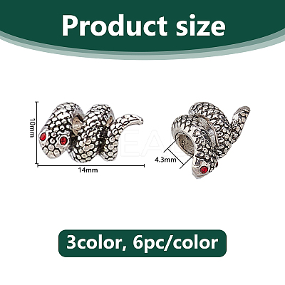 18Pcs 3 Colors Tibetan Style Alloy Rhinestones European Beads FIND-DC0007-66-1