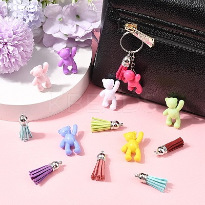 DIY Acrylic Bear Pendant Keychian Making Kits DIY-YW0013-17-1