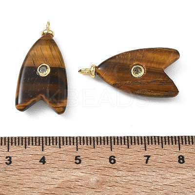 Brass & Natural Tiger Eye & Cubic Zirconia Pendants GG-CBAD360-20G-01-1