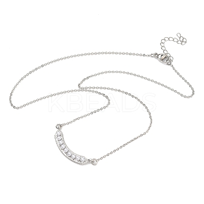 Brass with ABS Plastic Imitation Pearl Pea Pod Pendant Necklaces NJEW-P347-01P-1