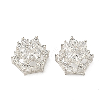 Brass Clear Cubic Zirconia Beads KK-D228-21S-1