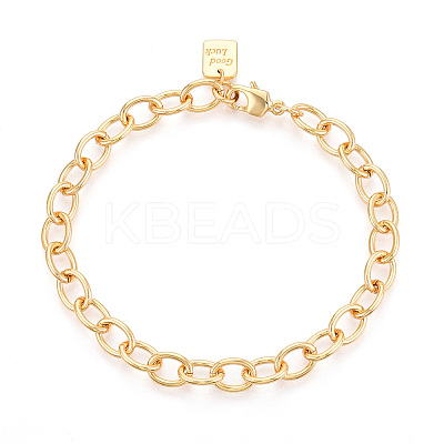 Brass Cable Chain Bracelets for Women BJEW-N032-07B-G-1