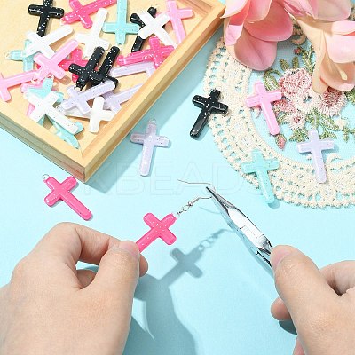 30Pcs 6 Colors Religion Opaque Resin Pendants RESI-CJ0003-46-1