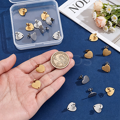 20Pcs 2 Colors Ion Plating(IP) 304 Stainless Steel Stud Earring Findings EJEW-UN0001-75-1