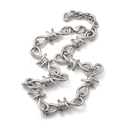 304 Stainless Steel Barb Wire Link Chain Necklaces for Women Men NJEW-A043-04P-1
