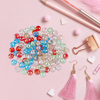 120Pcs 6 Colors Electroplate Transparent Glass Beads Strands GLAA-FH0001-63-1