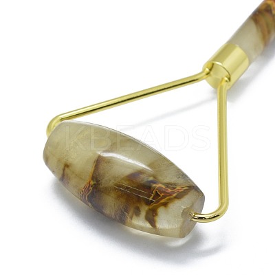 Synthetic Tigerskin Glass Brass Face Massager MRMJ-G010-11-1