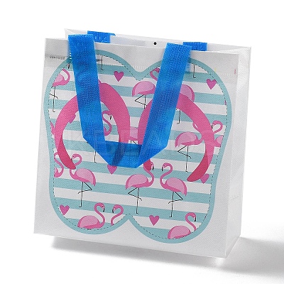 Summer Beach Theme Printed Flip Flops Non-Woven Reusable Folding Gift Bags with Handle ABAG-F009-E10-1