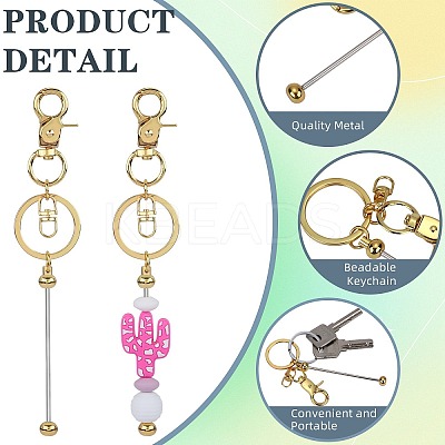 16Pcs Alloy Beadable Bar Keychain for DIY Crafts Jewelry Making KEYC-SZ0001-17PG-1