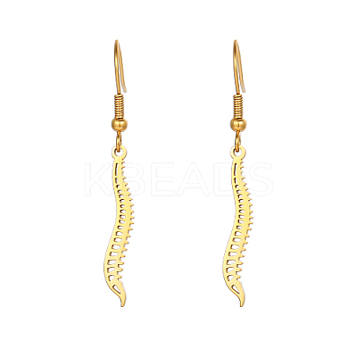 304 Stainless Steel Spine Dangle Earrings WC7930-2-1