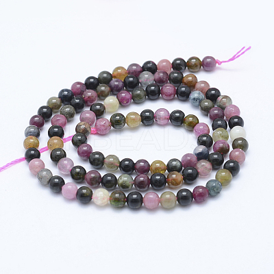 Natural Multicolor Tourmaline Beads Strands G-J373-08-4mm-1