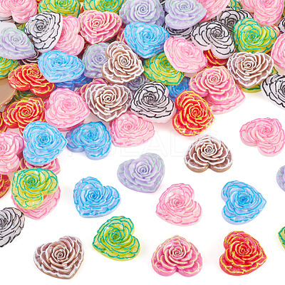 100Pcs Printed Opaque Resin Cabochons CRES-TA0001-71-1