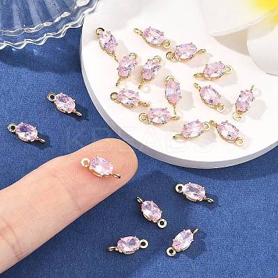 SHEGRACE Brass Pave Cubic Zirconia Oval Connector Charms XGRQ2O174-437B-G-1