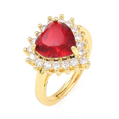 Brass Micro Pave Cubic Zirconia Adjustable Finger Rings for Women RJEW-K314-01G-1