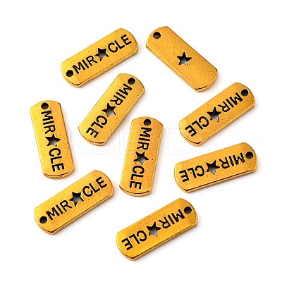 Tibetan Style Alloy Rectangle with Word Miracle Pendants TIBEP-Q043-068AG-RS-1