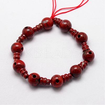 Natural Brecciated Jasper 3-Hole Guru Bead Strands G-K149-27-1