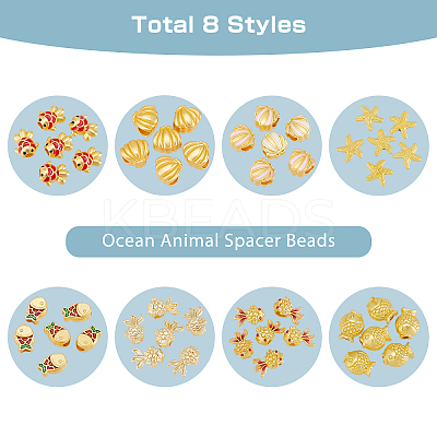 48Pcs 8 Style Alloy European Beads FIND-DC0002-35-1