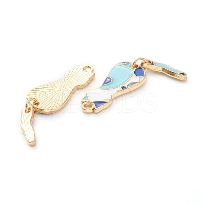 Cat Shape Alloy Enamel Pendants & Dangle Earring Making Kits ENAM-M044-21LG-B-1