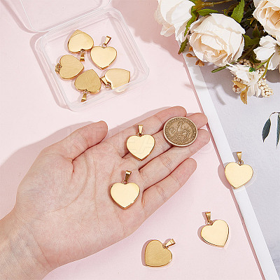 10Pcs Valentines Gift Idea for Him 304 Stainless Steel Mirror Polished Finish Stamping Blank Tag Pendants STAS-DR0001-10G-1