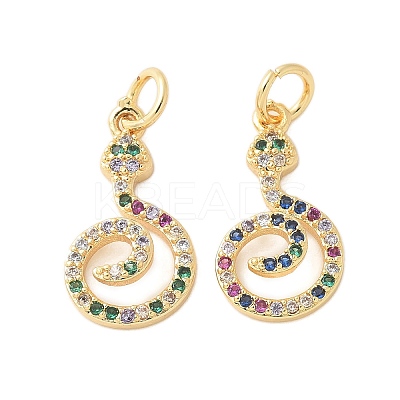 Brass Micro Pave Cubic Zirconia Pendants KK-U056-49G-1