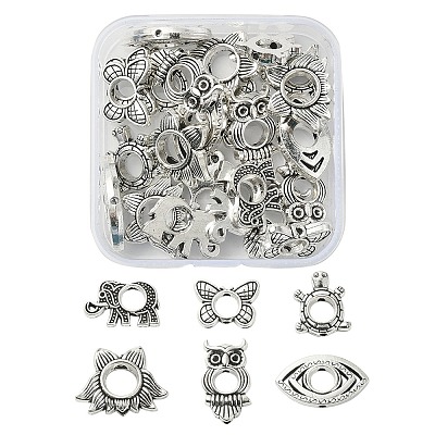 30Pcs 6 Style Tibetan Style Alloy Bead Frame FIND-YW0003-19-1