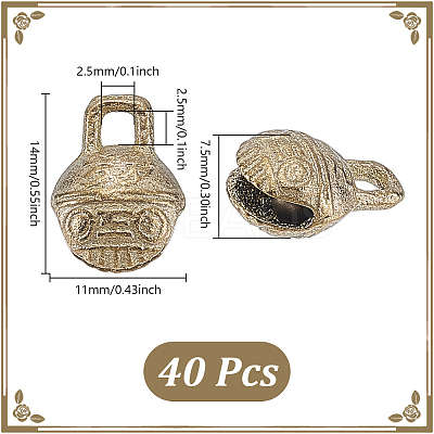 40Pcs Brass Bell Charms KK-UN0005-55-1