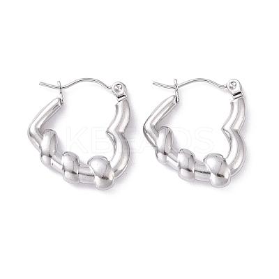 Non-Tarnish 304 Stainless Steel Heart Hoop Earrings for Women EJEW-G293-20P-1