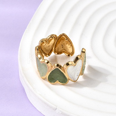 304 Stainless Steel Enamel Open Cuff Ring RJEW-L335-01A-G-1