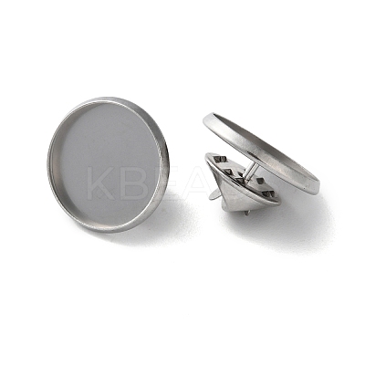 304 Stainless Steel Flat Round Brooch Brooch Base Settings LS-STAS-S172-10A-P-1