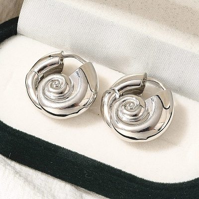 Rack Plating Spiral Shell Brass Hoop Earrings EJEW-H143-22P-1