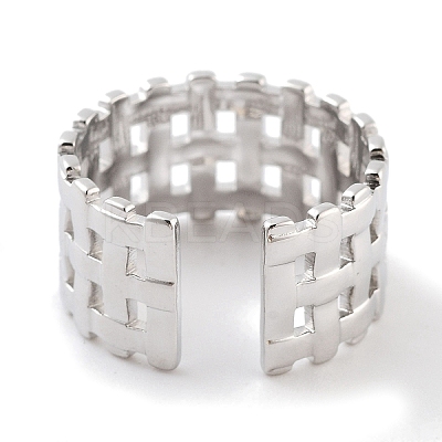 Non-Tarnish 304 Stainless Steel Net Open Cuff Rings RJEW-K273-02P-1