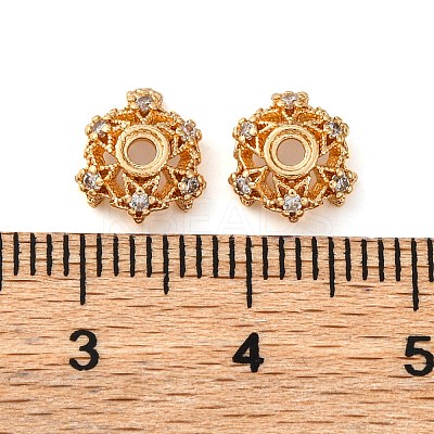 Brass Micro Pave Clear Cubic Zirconia Bead Caps KK-K378-46A-HG-1