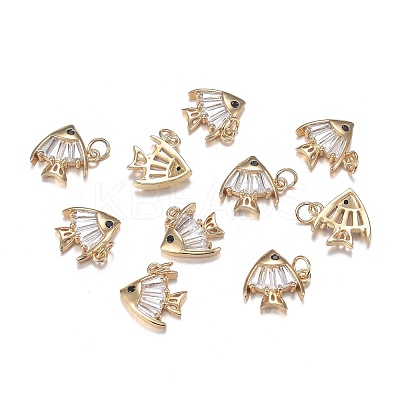 Brass Micro Clear & Black Cubic Zirconia Charms ZIRC-F120-054G-1