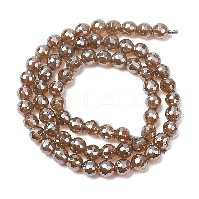 Electroplated Natural Agate Beads Strands G-B191-A07-6mm-17-1