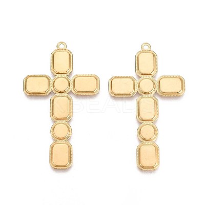 304 Stainless Steel Religion Cross Big Pendants STAS-T067-41G-1